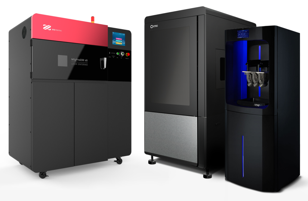 3D printer brands XYZ, ETEC and NEXA3D